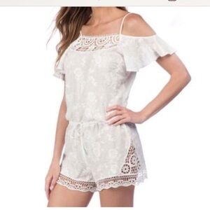 LA‎ BLANCA NWT Zen garden lace detail romper L